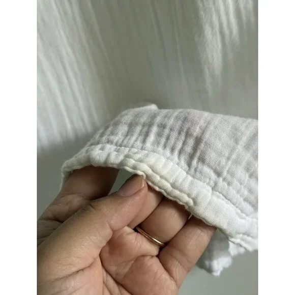 Xierna Avery Gauze White Cotton Short Sleeve Top Coastal Lightweight Basics S - Picture 8 of 9